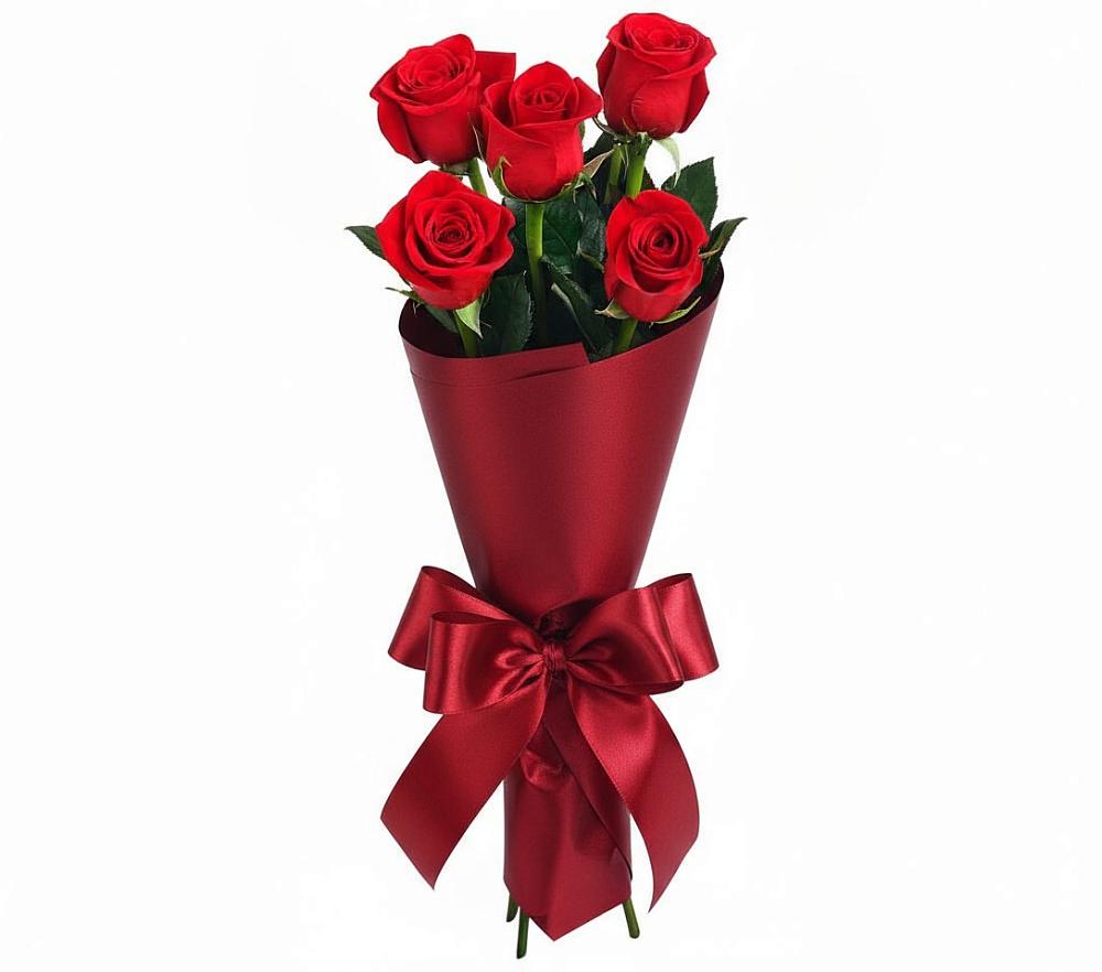 Букет 5 Красных роз Эдлесс Лав в Покойном