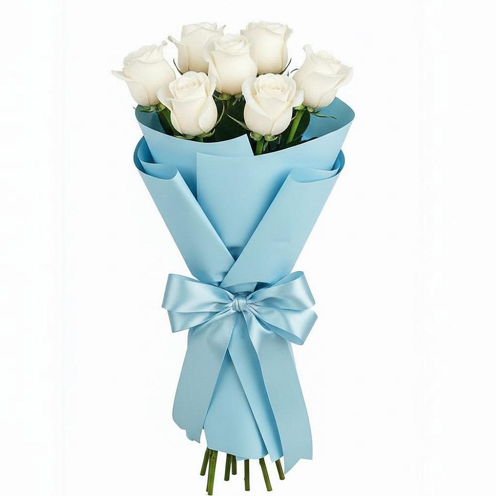 Букет 7 белых роз Проуд в Покойном