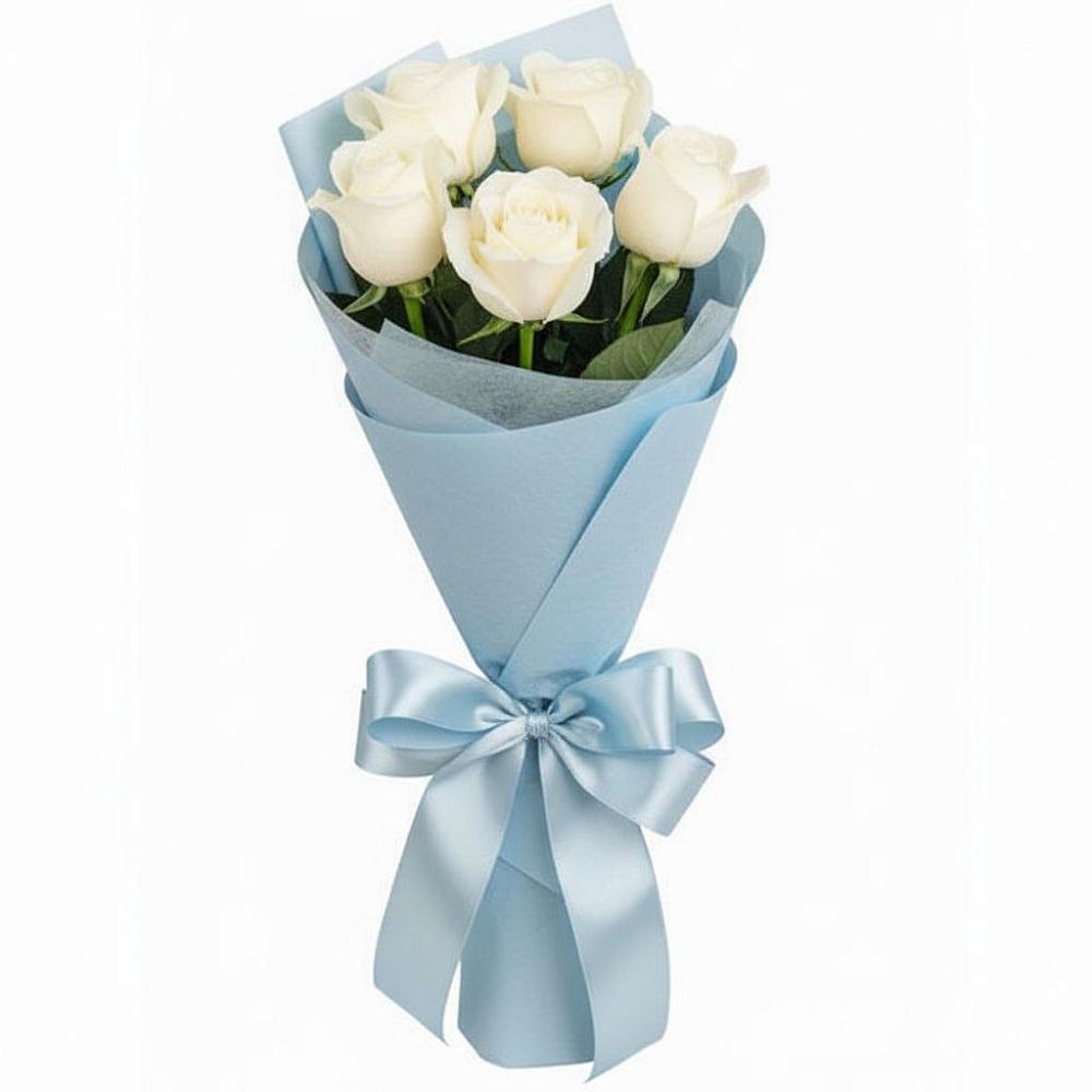 Букет 5 Белых роз Проуд в Покойном