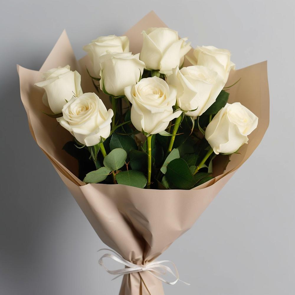 Букет 9 Белых роз Эдлесс Лав в Покойном