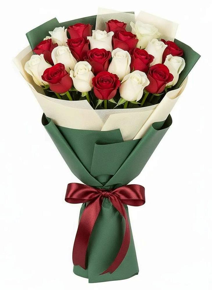 Букет Микс из красных и белых роз в Покойном
