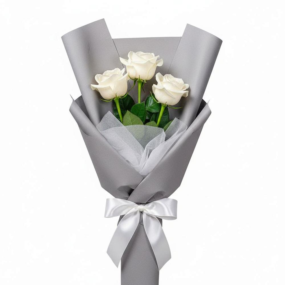 Букет 3 белые розы в Покойном